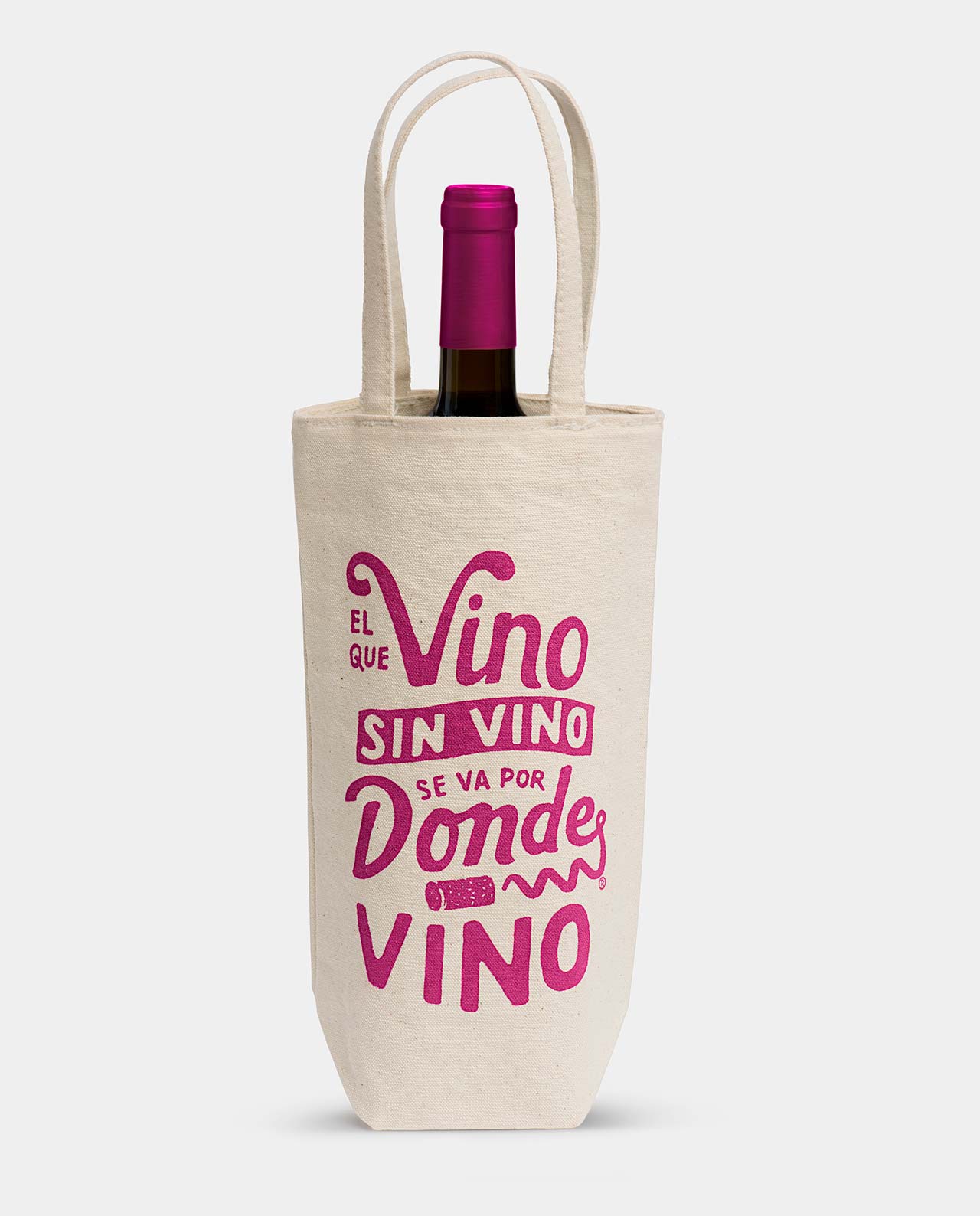 La bolsa ideal para regalar vino., El que Vino sin Vino se va por donde  Vino., Comercio justo.